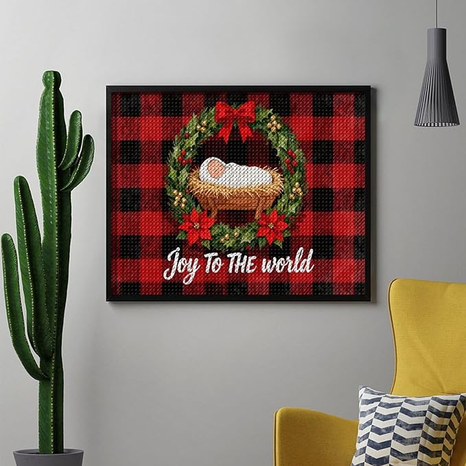 AIVKIEJK Diamond Painting Kits for Adults - Faith Christmas World Joy Painting DIY 5D Full Drill Diamond Dots Paintings with Diamonds Gem Art and Crafts Home Decor 16"x20"