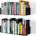 Wallniture Bali Floating Wall Mount Metal U Shape Shelf Book CD DVD Storage Display Bookcase Black Set of 2