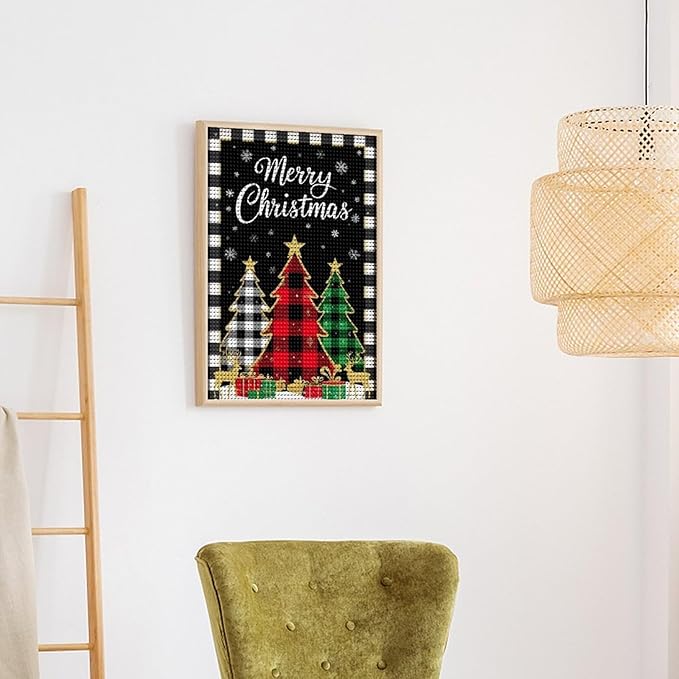AIVKIEJK Diamond Painting Kits for Adults - Merry Christmas Tree Holiday Painting DIY 5D Full Drill Diamond Dots Paintings with Diamonds Gem Art and Crafts Home Decor 12"x16"