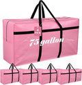 Windyun 4 Pack 75 Gallon Extra Large Moving Bags XXL Heavy Duty Storage Bag with Strong Zipper Handle Jumbo Big Tote Box Foldable for College Dorm Travel Clothes Duffle Blanket Pillow(Pink)