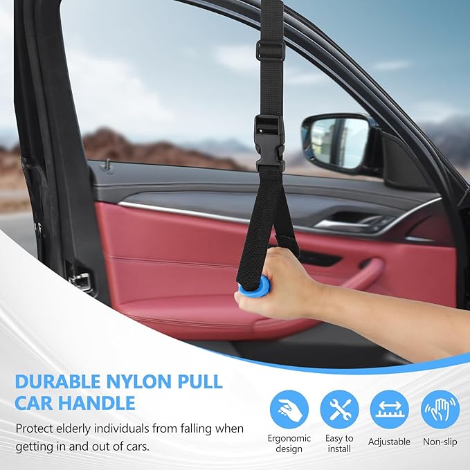 Kaiedos Car Door Handle for Elderly, 3-in-1 Car Handle Assist for Seniors, Portable Auto Cane Vehicle Support Handle, 500 lbs Capacity, Non-Slip Door Assist Bar