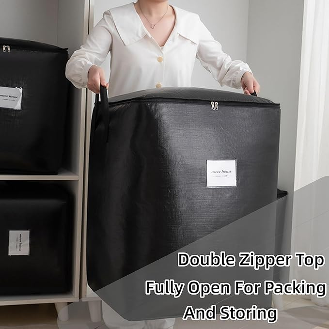3 Pack Extra Large 91L Heavy Duty Moving Bags – Waterproof Foldable Storage Totes with Reinforced Handles for Clothes, Blankets, Bedding, Pillows, Toys & Christmas Decorations