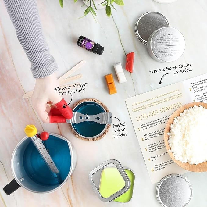 Candle Making Kit, Full DIY Soy Candle Making Kit with Candle Wax and Supplies Great Candle Kit with Jars Wax Wicks Scented Oil and More TH0JY-1210