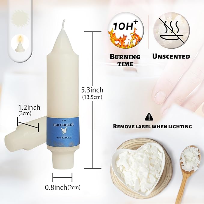 Handmade Unscented Milk White Taper Candles Long Burning 5 Inch Cute Candlesticks with Elegant Design Smokeless Candles for Home Décor Wedding