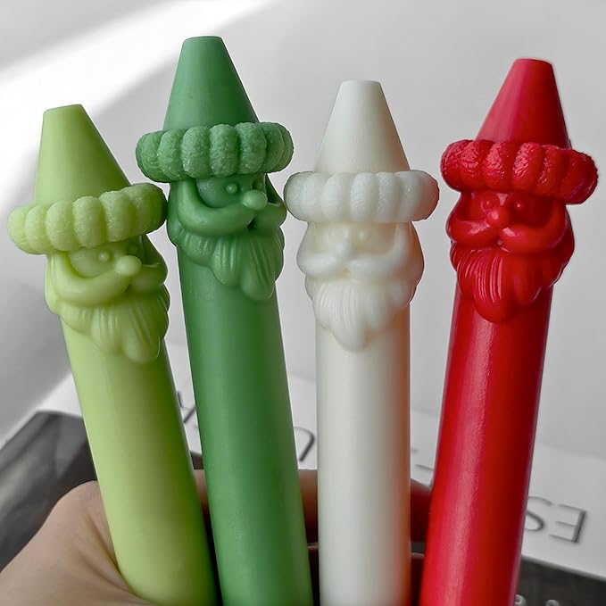 Santa Claus Long Cylinder Candle Silicone Mold for DIY Candle Making, Christmas Decor, Holiday Crafts, Soap Molding, Resin Casting