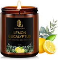 Lemon Eucalyptus Scented Candle, Soy Candles for Home Scented, Amber Jar Candles Gifts for Men Women, 7oz