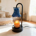 LANFU Candle Warmer Lamp with Dimmable, Blue Flower Lampshade Birthday Gifts for Women Mom, House Warming Gifts New Home Decor, Wax Melt Warmer for Jar Candles （Including Candles and Bulbs）