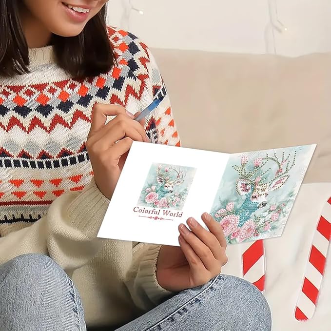 6PCS DIY Art Greeting Cards Winter Christmas Congratulations Cards Gifts for Home Wall Decor and Office Display Perfect DIY Craft Gift for Adults and Kids