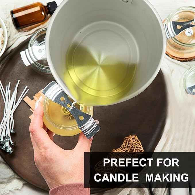 GENHAKON 2 PCS Candle Making Pouring Pot, 2 Pounds Silver Candle and Soap Wax Melting Pot, Metal Candle Pouring Pitcher, Perfect for Soap and Home Handmade Candles, Melted Chocolate and More
