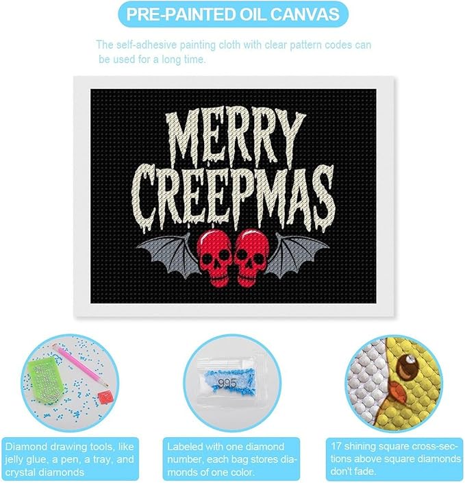 AIVKIEJK Diamond Painting Kits for Adults - Halloween & Christmas Gothic Ghost Christmas Painting DIY 5D Full Drill Diamond Dots Paintings with Diamonds Gem Art and Crafts Home Decor 12"x16"