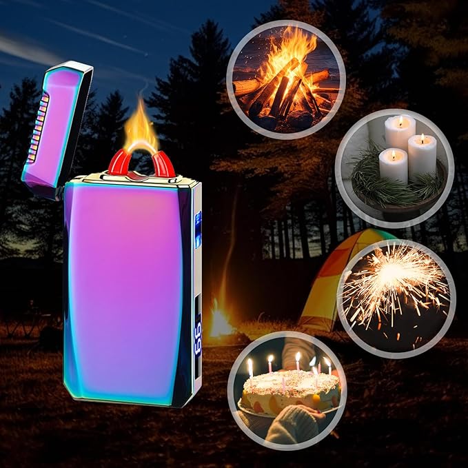 YOZWOO Rechargeable Electric Lighter USB C Electronic Lighters High Power Flame Arc Plasma Lighter Windproof Camping Lighters with Long Battery Life for Home and Outdoor (Magic)