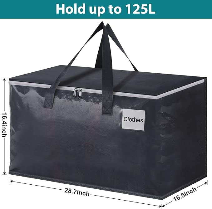 Fabspace Moving Bags Heavy Duty with Strong Zippers and Handles Collapsible Moving Supplies, Storage Totes for Packing & Moving Storing 125L 6Pack