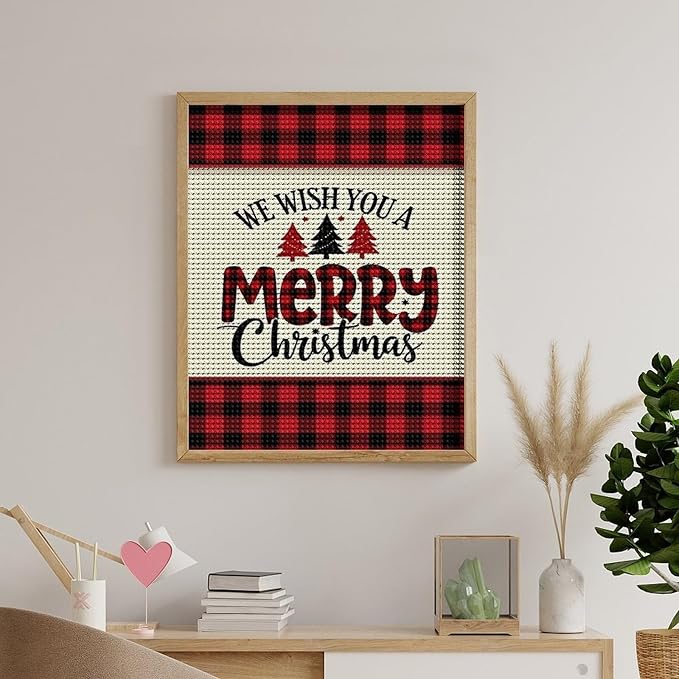 AIVKIEJK Diamond Painting Kits for Adults - Merry Christmas Welcome Painting DIY 5D Full Drill Diamond Dots Paintings with Diamonds Gem Art and Crafts Home Decor 16"x20"