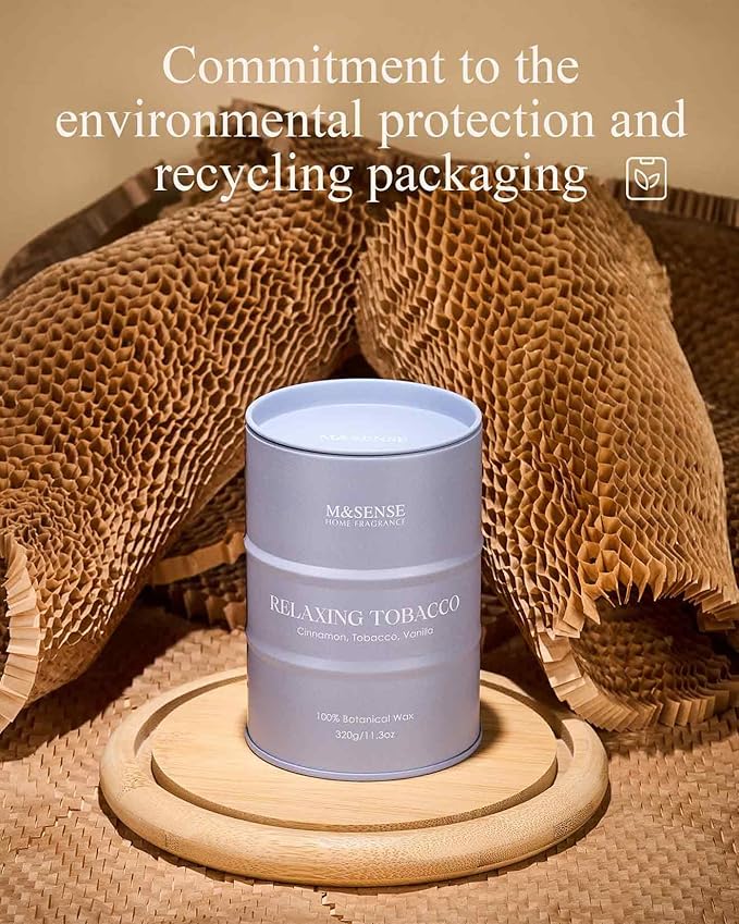 M&SENSE Tobacco Vanilla Scented Candles Natural Non Toxic, Aromatherapy Candle for Stress Relief Meditation Relaxing, Housewarming Gifts for Women Men, 11.3oz 70 Hour Long Burning