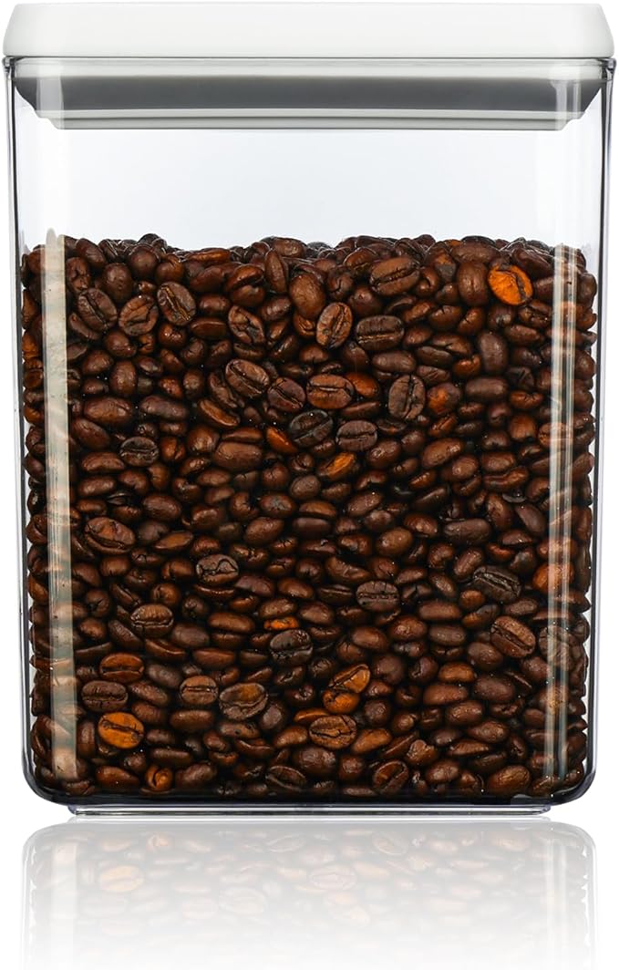 Food Airtight Containers storage with Lids 3 Pack (1800ml + 1200ml + 500ml) One Button Open/POP UP/Kitchen Storage Organization for Coffee Tea Brown Sugar Cereals
