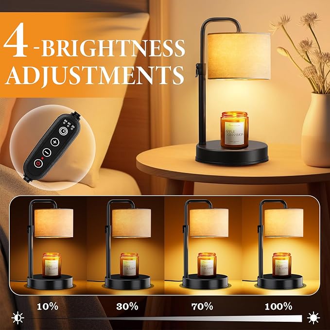 Hyrion Candle Warmer Lamp with Timer Dimmer, Adjustable Height Candle Melter with 2 Bulbs, Birthday Gifts for Women Mom, Flameless Wax Melt Warmer for Scented Jar Candles, Home Decor, Living Room