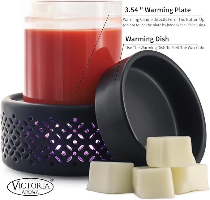 VICTORIA AROMA Ceramic Wax Melt Warmer - 7 Colors Changing LED Light Candle Wax Warmer for Scented Wax, Electric Fragrance Wax Melter for Home, Office, Bedroom Decor, and Gifts