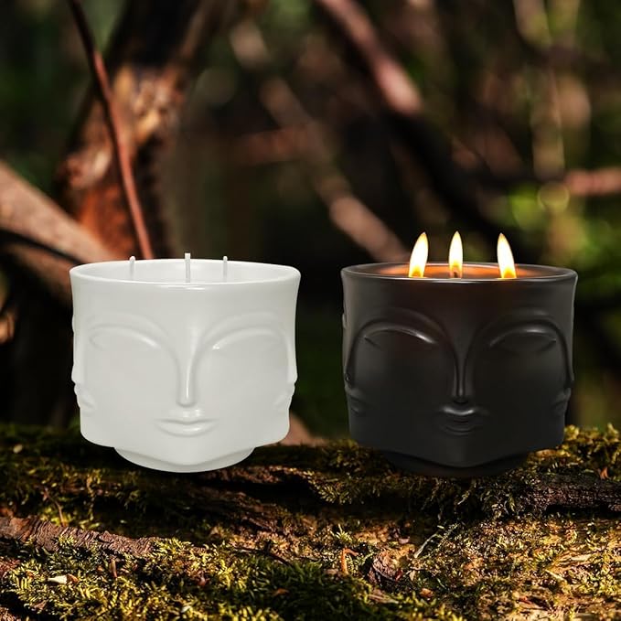 Strong Vanilla 3 Wick White Large Candle, 20oz, Ceramic, Outdoor Scented Candles, 100% Soy, for Home Scented, Yoga, Meditation, Patio, Table Decor, Beautiful Candle Jars