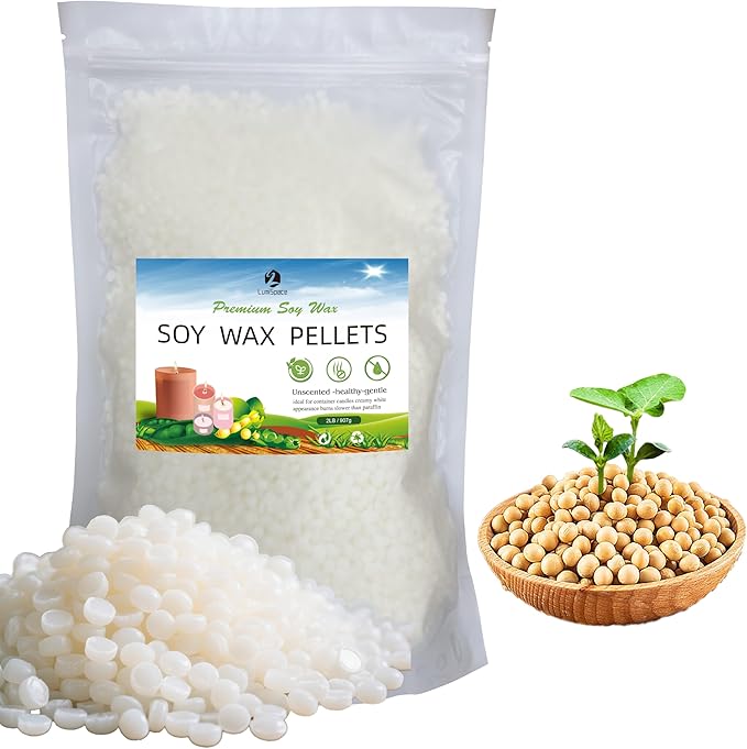 LumiSpace 100% Natural Soy Wax Pellets for Candle Making, Eco-Friendly, Clean Burning, DIY Candle Supplies, Safe and Pure, 2 LBS
