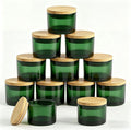 GLATABAM 4 OZ Candle Jars 12 Pack - Bulk Glass Candle Making Jars with Bamboo Lids & Labels, Heat Resistant Empty Reusable Candle Vessel for Containers(Green)