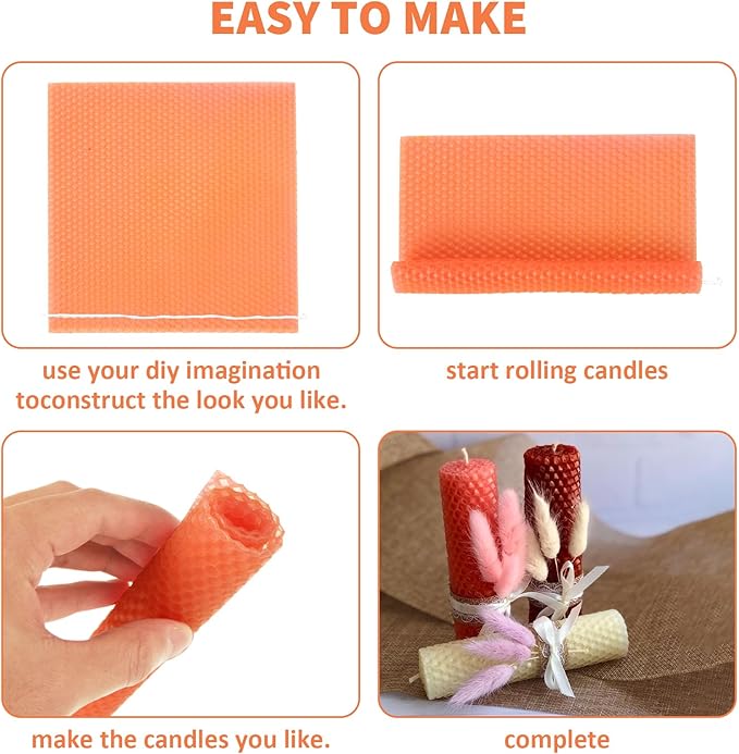 GBACHOOSE 8x8 Inch Beeswax Sheets for Candle Making, 24PCS Beeswax Candle Sheet, 12 Colorful Wax Candle Color Sheets DIY Rolled Candles Home Decor Gift for Adults DIY