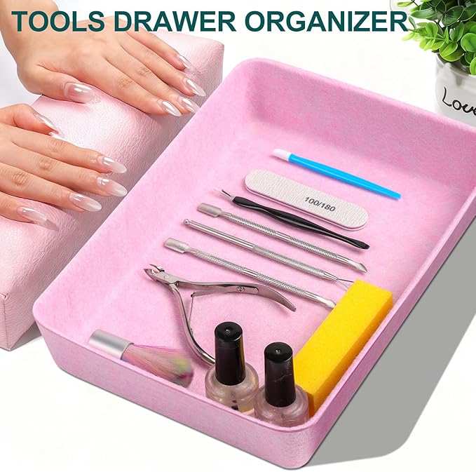 HNYYZL Desk Drawer Organizer,7 Pack Felt Drawer Organizer Shallow Drawer Organizers Felt Storage Bins,Desk organizer trays (Pink)