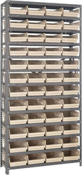Quantum Storage Systems 1275-107IV Solid Heavy Duty 13 Shelves 48 Economy Ivory Bins 75" H x 36" W x 12" D