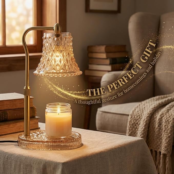 Candle Warmer Lamp with Timer, Candle Warmer Lamp with Timer Dimmable, Wax Melt Warmer with 2 Bulbs for Scented Jar, House Warming Gifts New Home Room Decor