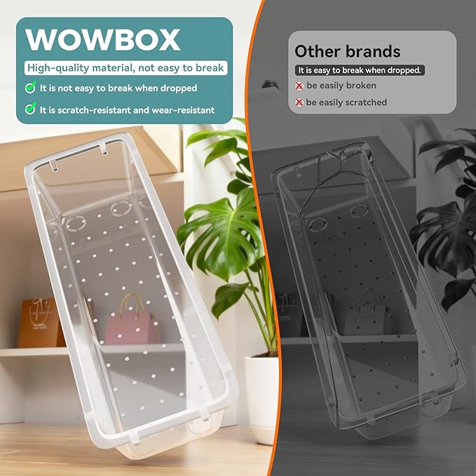 WOWBOX 44 PCS Clear Plastic Drawer Organizer Set, 5 Varied Size storage Bins and Desk Drawer Organizer Tool Trays for Makeup, Gadgets, Jewelry and Utensils in Bathroom, Bedroom and Office, Clear