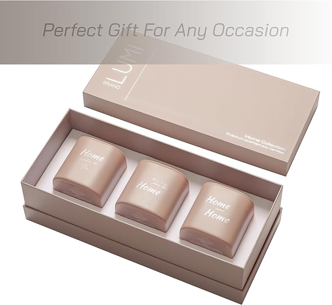 Set of 3 Premium Scented Soy Candles Gift Set | Home Collection – White Musk, Bamboo Forest & Peony Garden | Crackling Wood Wick | Luxurious Candles for Relaxation, Home Décor & Gifts | 9.8oz Each