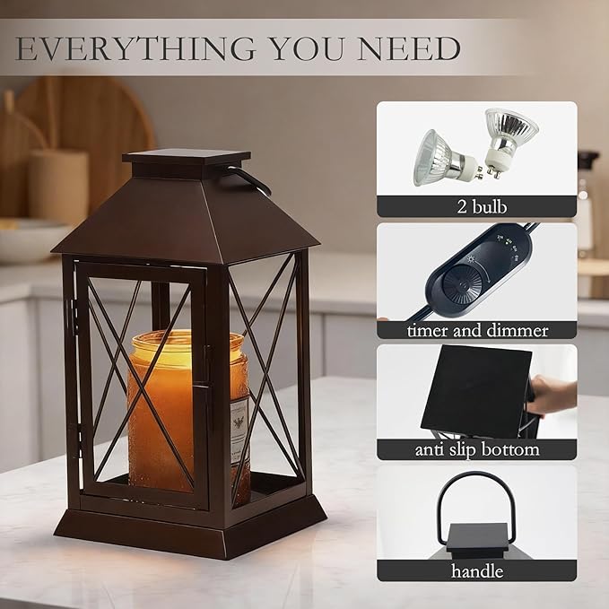Candle Warmer Lamp with Timer Dimmable,Electric Candle Lamp Warmer for Jar Candles,Large Candle Warming Lamp,Fully Enclosed Designed and Hanging Up-Coffee Gold