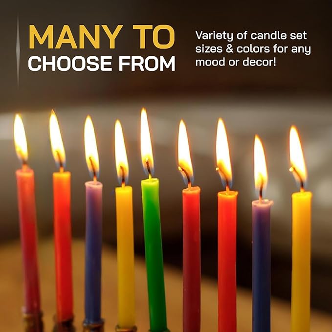 Danilovo Thin Taper Beeswax Candles - Honey-Scented, Decorative Candles Ideal for Birthday Decoration or Church Prayers - Yellow Drip Free, Tall & Smokeless Pack of 50 pcs, 7.3 x 0.24 inch