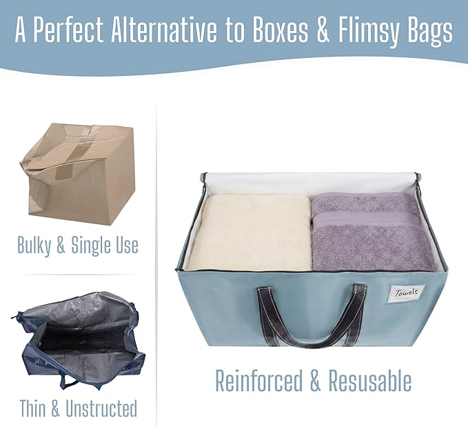 VENO 6 Pack Heavy Duty Moving Bags, Extra Large Storage Bags with Reinforced Handles & Strong Zippers, Foldable & Reusable Moving Box Alternative for Clothes & Dorm Storage