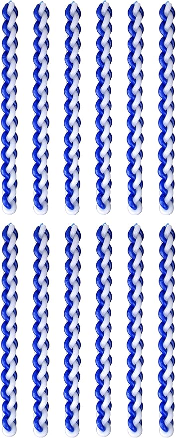 Ner Mitzvah 12-Pack Braided Havdalah Candle - Round Blue and White Paraffin Wax - Handcrafted Havdallah Candle - Shabbat Judaica Gift
