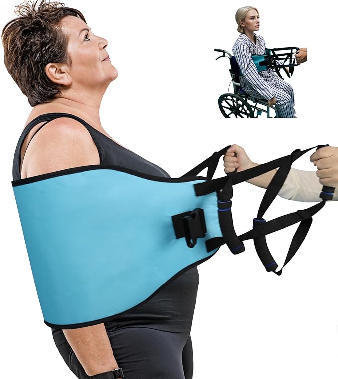 Transfer Sling, Gait Belt Transfer Belt with Padded Handles for Patient Lift Assist & Mobility Standing - Safely Move Elderly and Disabled from Bed and Wheelchair