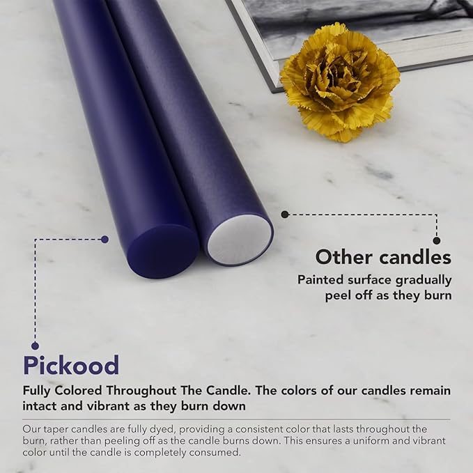 10-Inch Tall Dripless Taper Candles Set of 4 - Navy Blue Tapered Candles, Perfect for Wedding,Christmas - Smokeless, Unscented, Long Burning - Hand Poured, Colored Tall Candlesticks