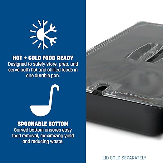 Carlisle FoodService Products 10401B03 High-Heat Full-Size Food Pan, 12.7 qt. Capacity, 20-3/4" x 12-3/4" x 4", Black (Case of 6)