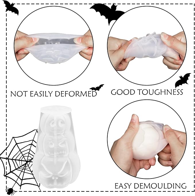 3D Pumpkin Candle Mold Halloween Resin Casting Silicone Mold for DIY Aromatherapy Candles Wax Plaster Polymer Clay Decoration