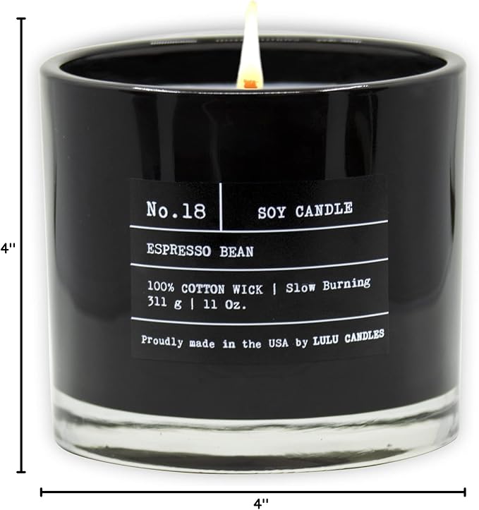 Lulu Candles | Espresso Bean | Luxury Scented Soy Jar Candle | Hand Poured in The USA | Highly Scented & Long Lasting,11 Oz.