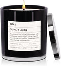 Sunlit Linen Luxury Scented Candles, 9oz Soy Wax Candles for Home Scented, Linen, Jasmine, White Lemon, Wood Scent, Long Burning Time, Gifts for Women, Friends, Men, Sister, Housewarming