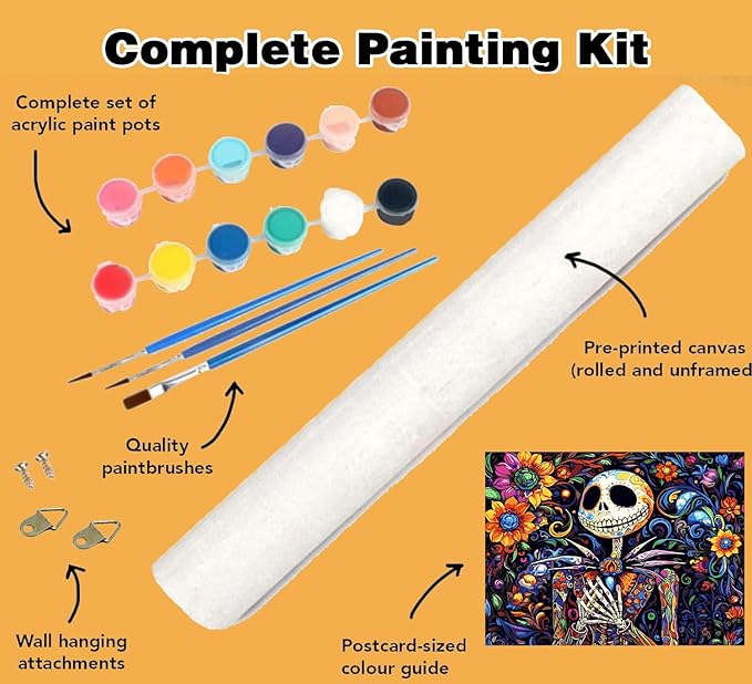 Meothan Paint by Numbers Kits for Adults Beginners- Easy Canvas Nightmare Before Christmas Paint by Number for Home Decor and Gifts 16X20 inch (Halloween)