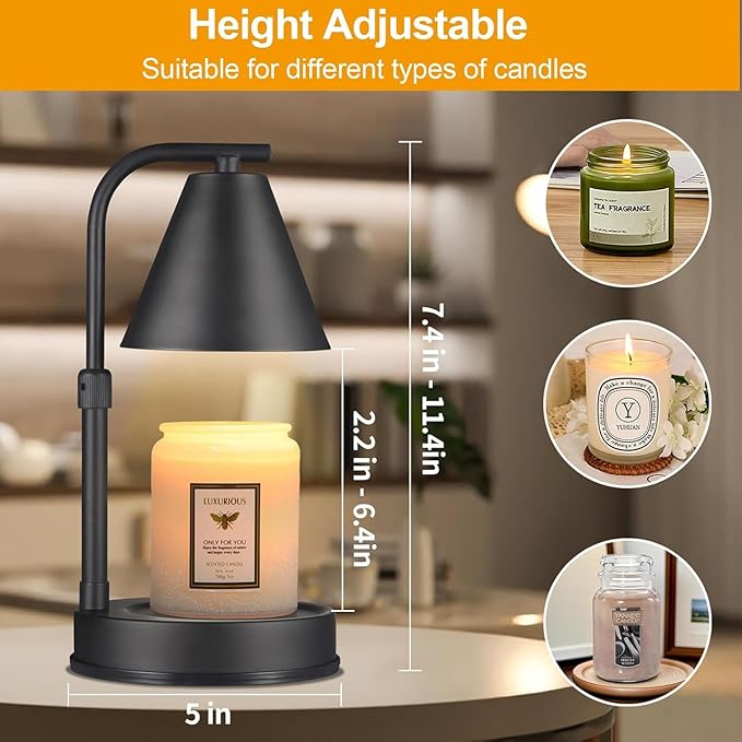 kobodon Candle Warmer Lamp, Electric Candle Lamp Warmer Birthday for Mom Women Home Bedroom Decor Dimmable for Scented Jar Candles(Height-Adjustable)