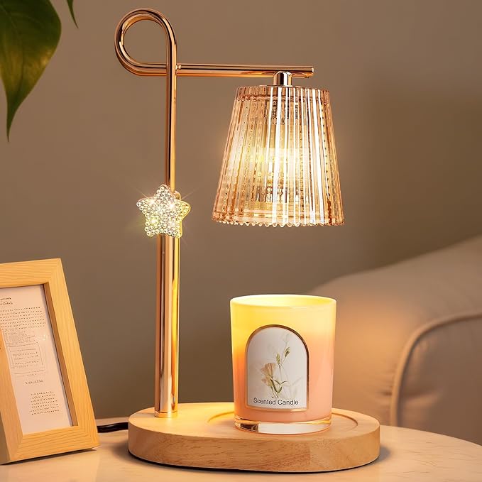 SHARE&CARE Candle Warmer Lamp - Valentine's Festive Metal Wax Melter with Timer & 4 Dimming Modes, Gift-Ready for Women, Christmas, Birthday, Women Gift for Mom, Wife,Her (Gold-St)