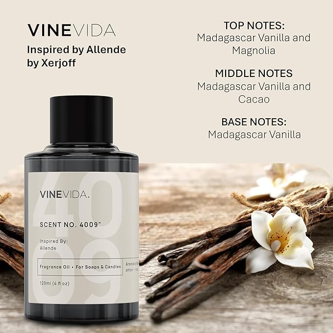 VINEVIDA [120mL] Allende Fragrance Oil for Candle Making - Natural Candle Oil Scents - Soap Making Essential Oil - Made in USA