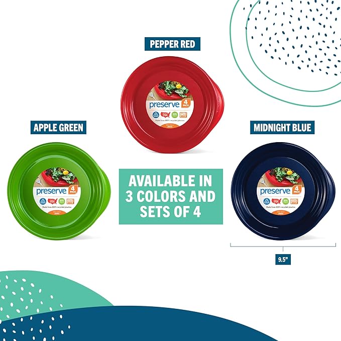Preserve Everyday 9.5 Inch Plates, Set of 4, Midnight Blue