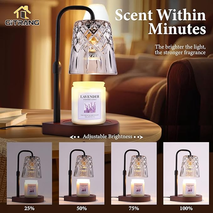 Candle Warming Lamp with Timer Dimmer,House Warming Gifts New Home Decor, Birthday Gifts for Women Mom,Height Adjustable Wax Melts Warmer for Jar Candles with 3 Bulbs，Personalized Gifts Decor Lamp