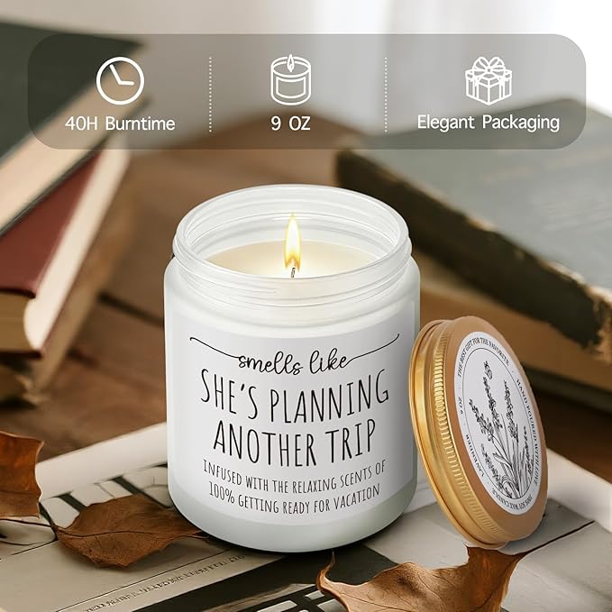 Best Travel Candle Gifts for Women, Smells Like Shes Planning Another Trip, Unique Candles for People Who Like Travel, International Traveler Planner Vacation Retirement Candles Gift Idea-32