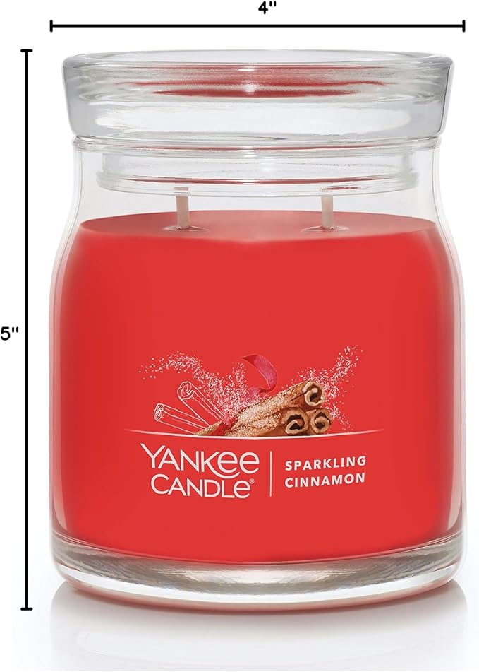 Yankee Candle Sparkling Cinnamon Scented Signature 13oz Medium Jar 2-Wick Candle Over 35 Hours of Burn Time Christmas | Holiday