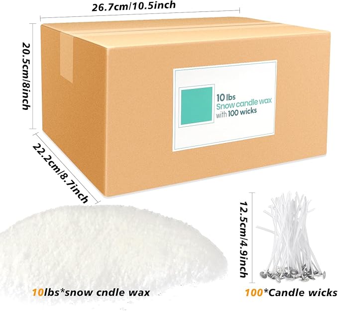 pliadvbu 10 lb Wax Sand DIY Pearl Candle Kit, 100 Candles Wicks, Natural Pearl Wax, Reusable, Unscented Powder Candles for Candle Making, Weddings and Parties
