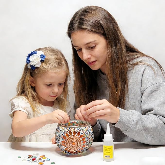 wpdash Handmade Turkish Mosaic Candle Holder Round & Colorful Decor for Bedroom & Living Room Home Ambience Light Children's Day DIY Handmade Gift Creative Festival Gift